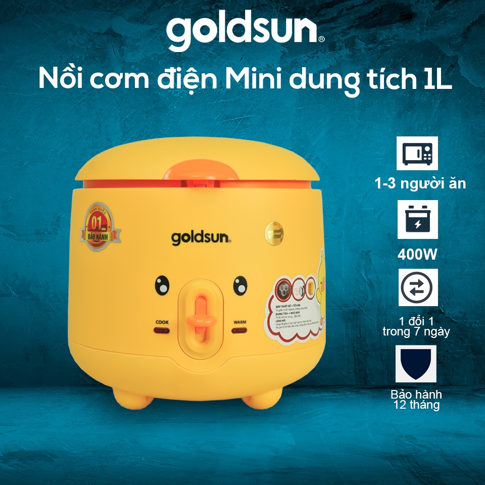 Nồi cơm điện Mini Goldsun Vịt vàng GRC5020  dung tích 1L | Nồi cơm nhỏ dành cho 1-3 người ăn, Bảo hành 12 tháng