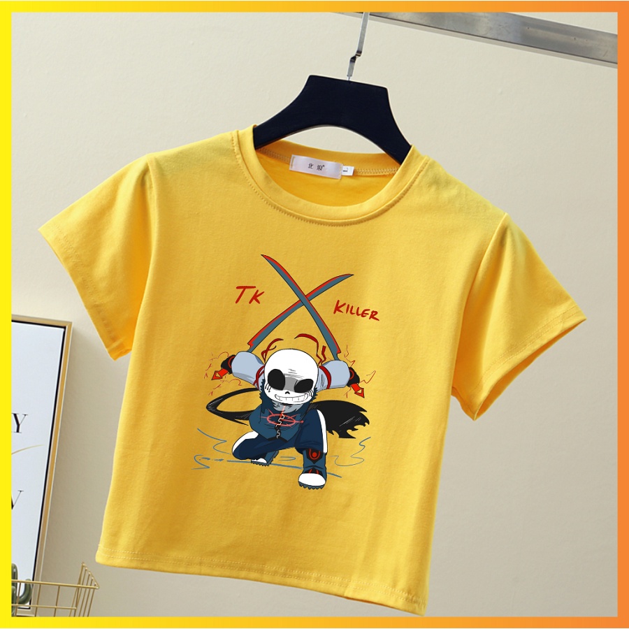 Áo Thun Game Anime Sans Undertale Cosplay Cho Bé Tay Ngắn Màu Vàng Đủ Size Từ 10-90kg