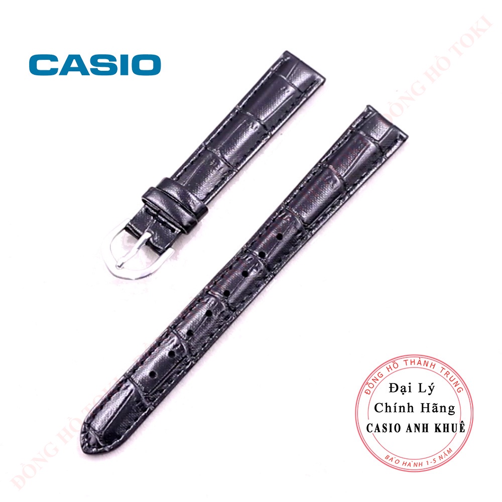 Dây da đồng hồ casio LTP-V001 chính hãng da đen cỡ 14mm