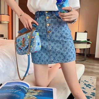 Chân váy nữ 👑freeship👑chân váy jean hoạ tiết lv size s m l xl