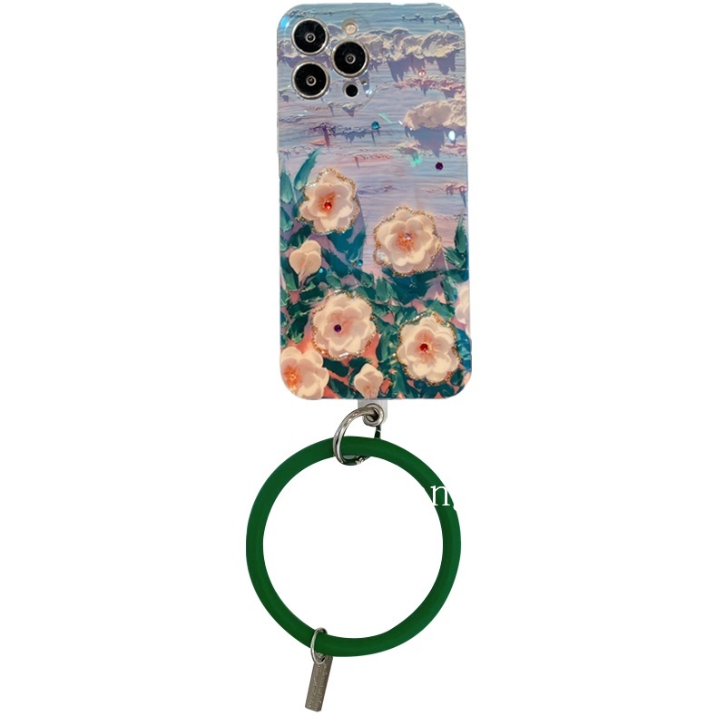 Ốp Điện Thoại Mềm Họa Tiết Hoa Đính Đá Kèm Dây Đeo Tay Sang Trọng Cho OPPO Reno7 Z Reno7 Pro Reno6 Z Reno6 Pro 5G 4G