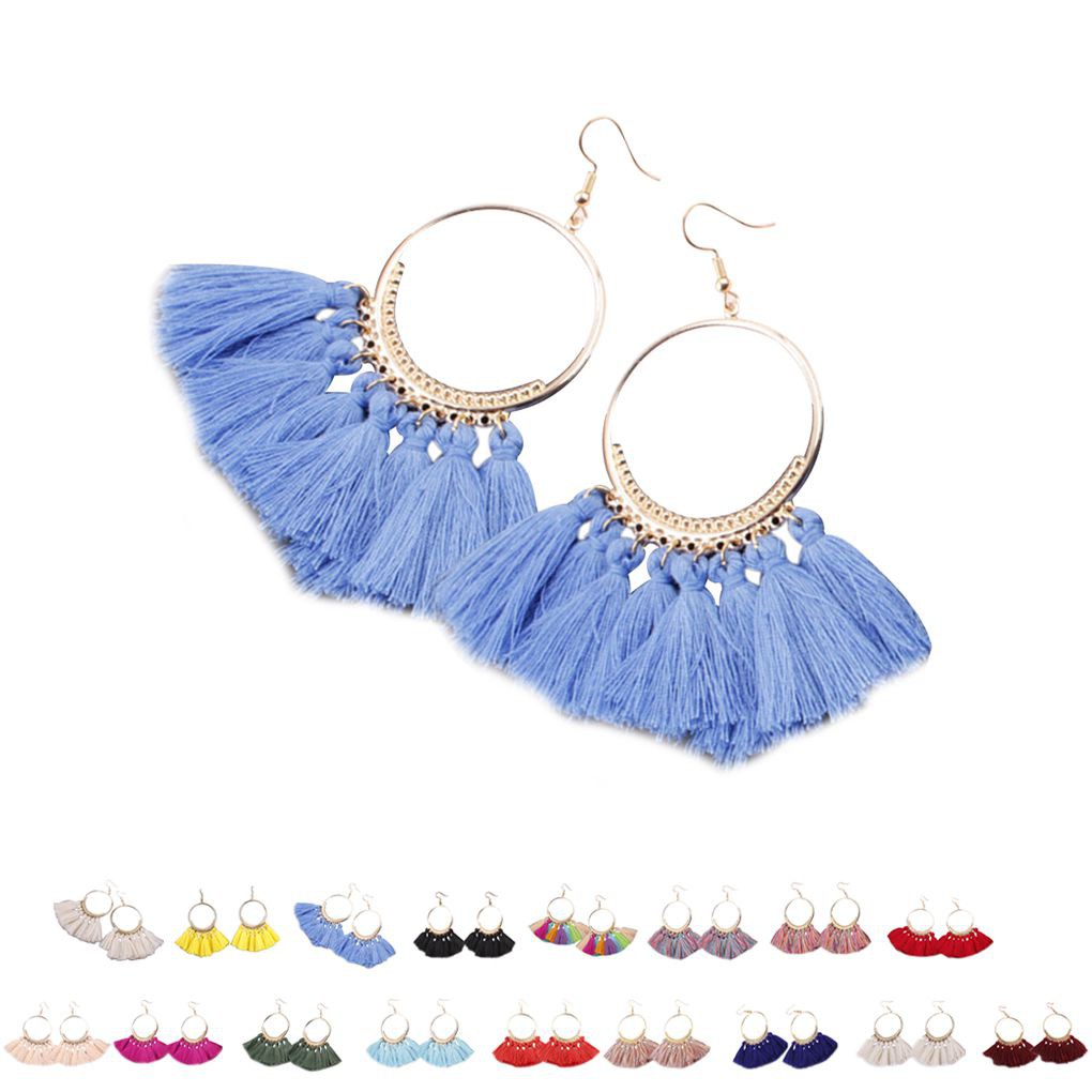 Đôi bông tai dài tua rua phong cách Bohemia cho nữ