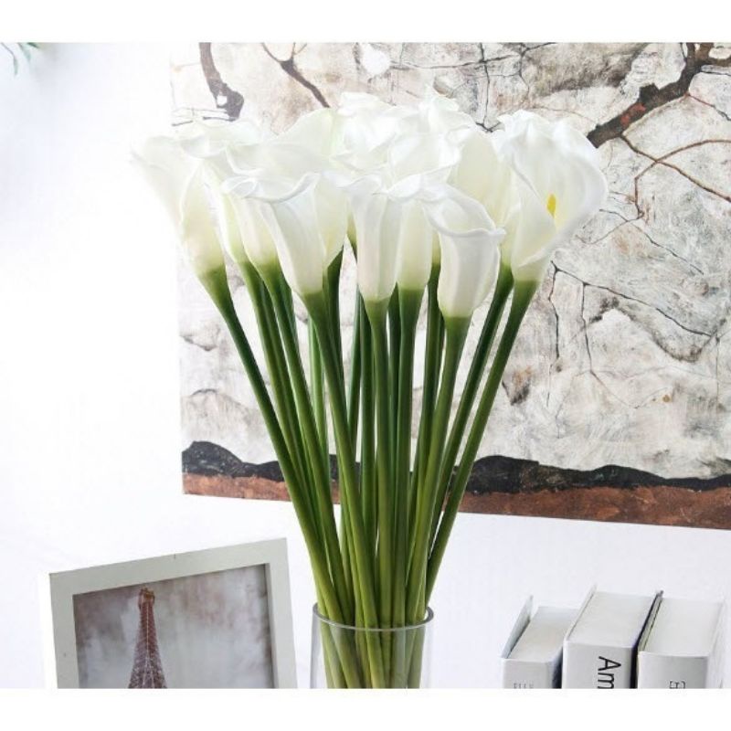 Hoa giả- hoa rum calla lily cao su cao cấp cành dài 70 cm siêu đẹp