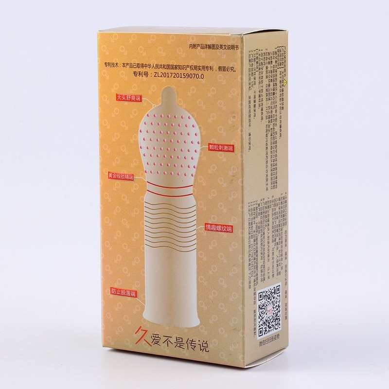 Bao cao su BANBENT G feelwaist 001 Đặc biệt, Gấp 3 lần gel, hương vani, gai gân thắt kéo dài thời gian, hộp 8 bcs