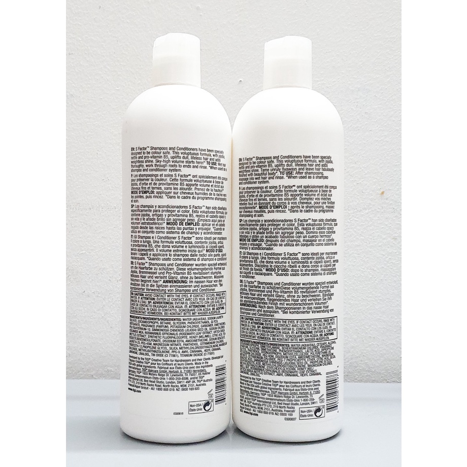 Cặp Gội Xả Tigi Trắng S-factor Cao Cấp (750ml/chai) từ Mỹ