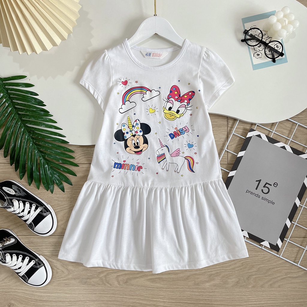 Đầm thun bé gái Bigbaby, chất thun cotton họa tiết disney nhiều mẫu đáng yêu cho bé 2-12t