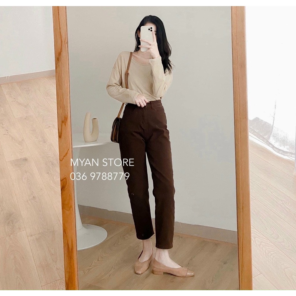 Quần baggy nữ, ống suông 9 tấc