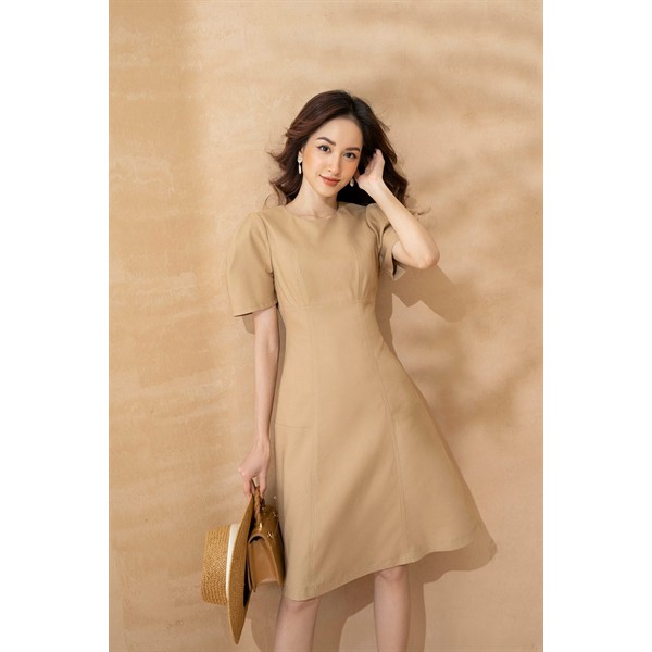 Váy chữ A cổ tròn tay bồng TIIN STORE V0T456