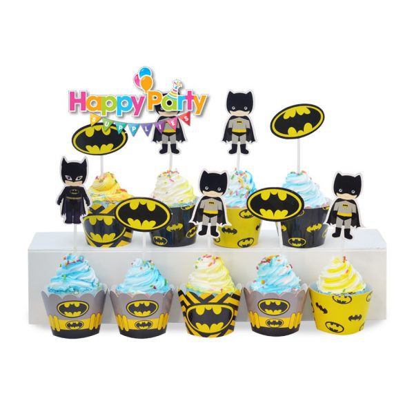 Set trang trí sinh nhật bé trai Bộ phụ kiện chủ đề Batman người dơi - happy birthday