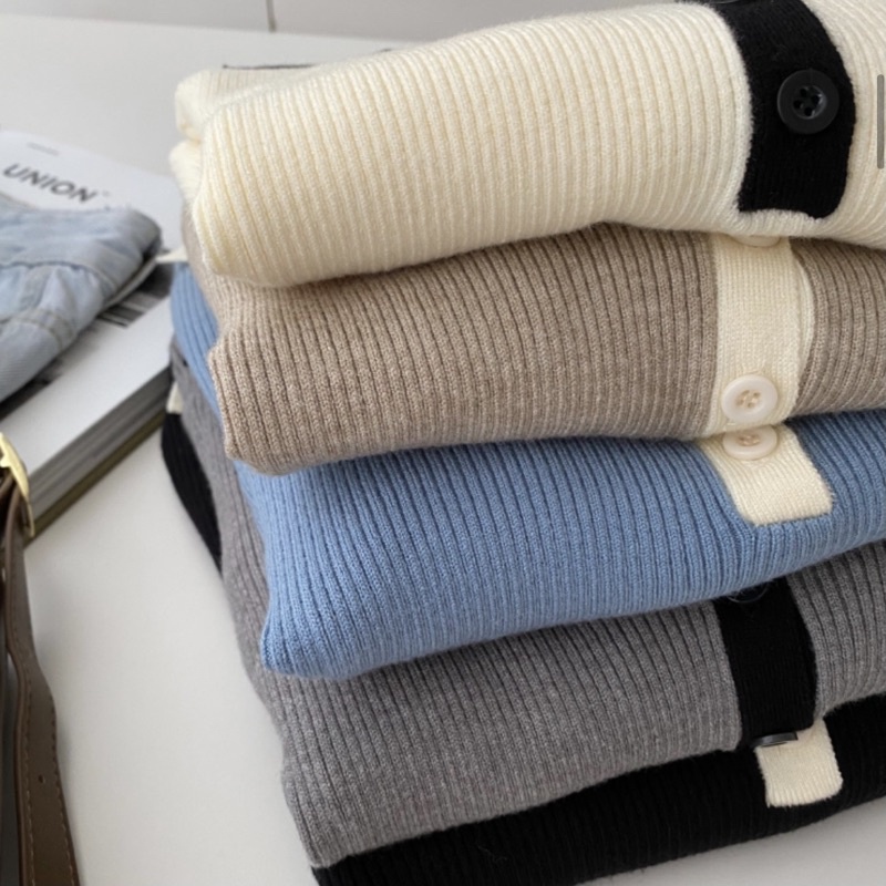 Áo len polo viền cổ