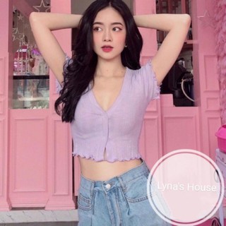 Áo croptop cổ tim cuốn biên siêu xinh lyna46