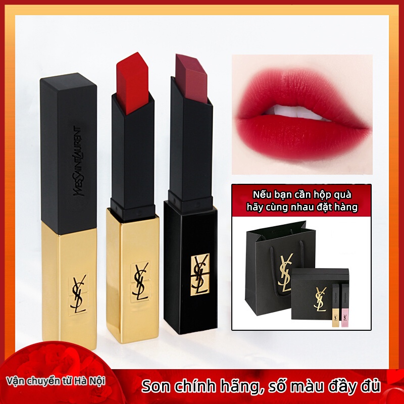 Son Lì YSL phiên bản cổ điển mới của thỏi vàng nhỏ thỏi son mỏng dạng lì màu mới 1966 màu đỏ nâu 28 màu cà rốt