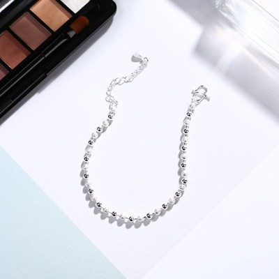 Lắc tay nữ dây bi nhỏ đơn giản xi bạc 925 trắng sáng dễ thương - namimi