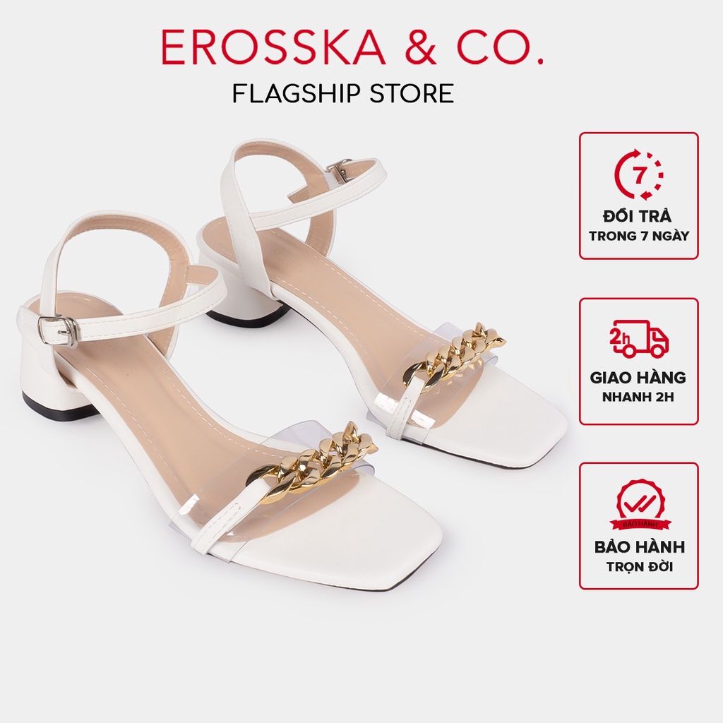 Giày sandal quai xích Erosska kiểu dáng Hàn Quốc cao 5cm màu trắng - EB035