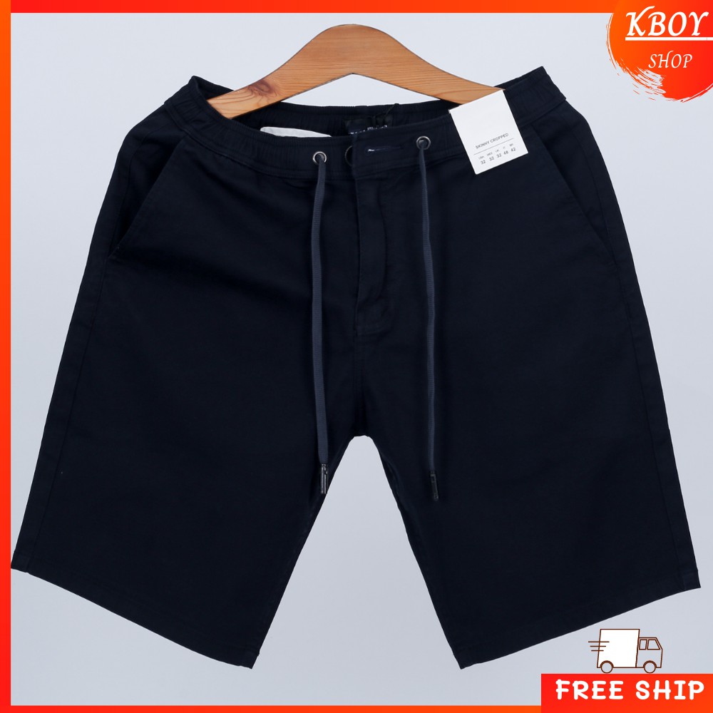Quần Short Lưng Thun Nam Kboy Shop Kaki Lưng Thun Ống Rộng Ngắn co giãn big size đi biển, mặc nhà - Q07