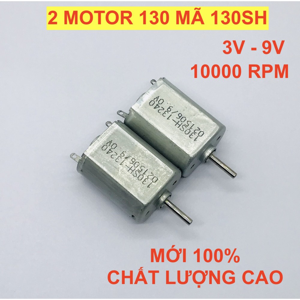 2 Mô tơ mini 130 mã 130SH kim loại cổ góp mạ bạc chất lượng cao 3V - 9V tốc độ 10000 RPM - LK0114