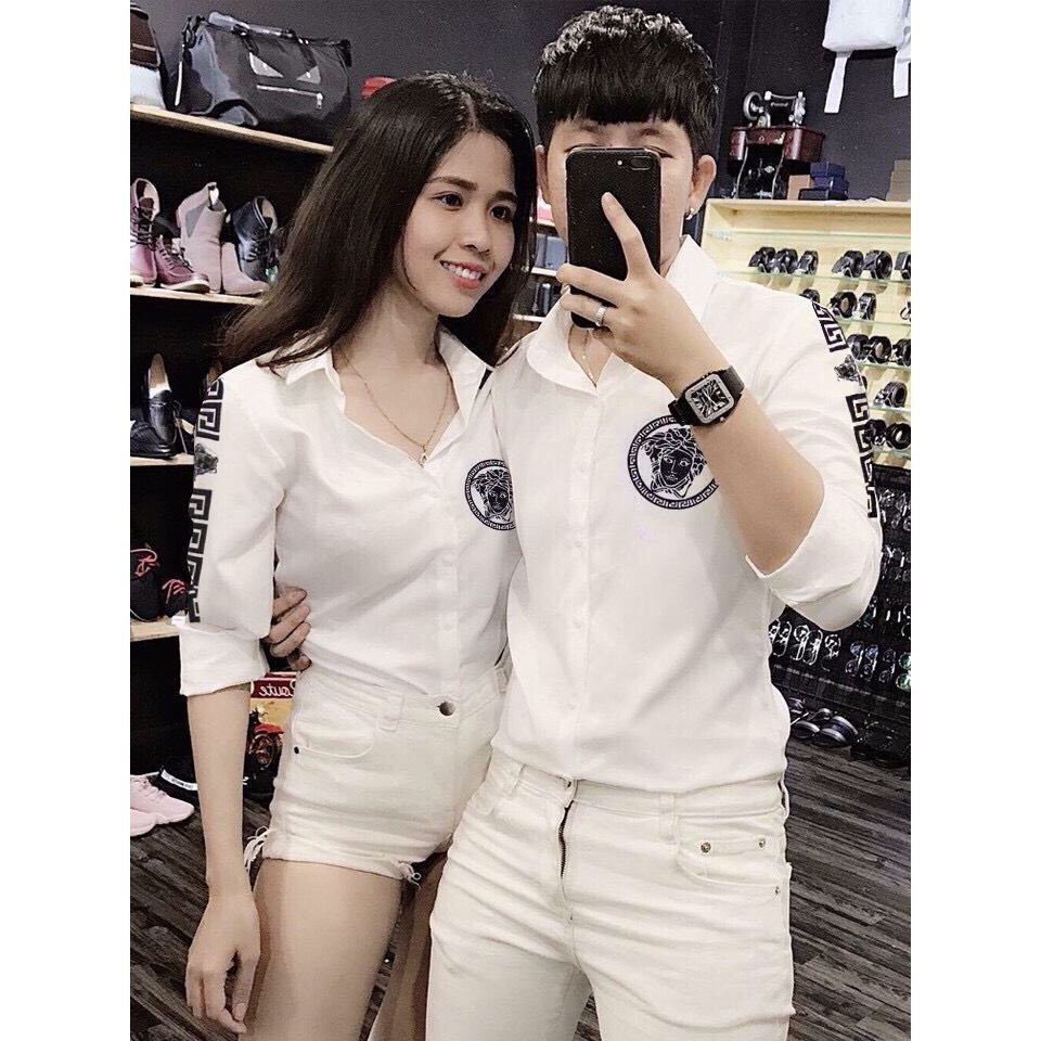 Hình thật - Áosơ Mi cặp Sơ Mi Nam - NỮ vải lụa nến không nhăn thời trang cao cấp - NEW MS002