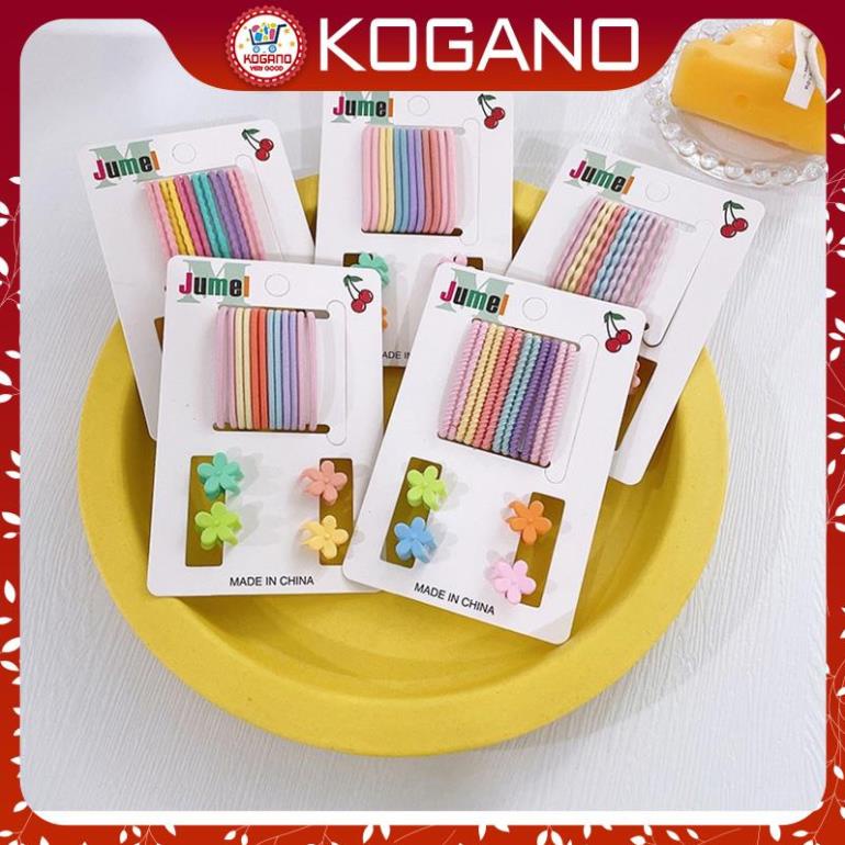 Dây buộc tóc kẹp tóc KOGANO chun buộc tóc kèm kẹp tóc mái thời trang Hàn Quốc bộ 16 chi tiết cho nữ FAH-001314