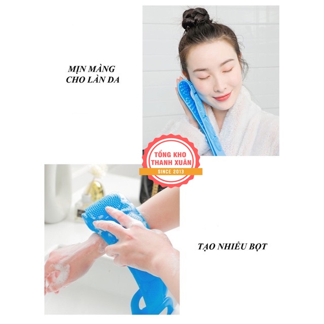 Dây Chà Lưng Mềm Mại Tiện Lợi ❤️RẺ VÔ ĐỊCH❤️ Đai Chà Lưng - Cọ Lưng Silicon 2 Mặt Gai Tẩy Tế Bào Chết