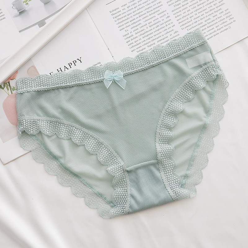 Quần lót ren cotton nữ sexy siêu mỏng thoáng khí gợi cảm đính nơ đáng yêu siêu đẹp QL57 - nakita.vn