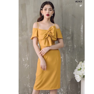 Đầm 2 dây vai xoắn nơ xinh