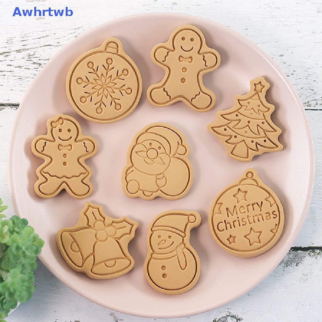 Set 8 Khuôn Cắt Bánh Quy Tạo Hình 3D Chủ Đề Giáng Sinh Mới