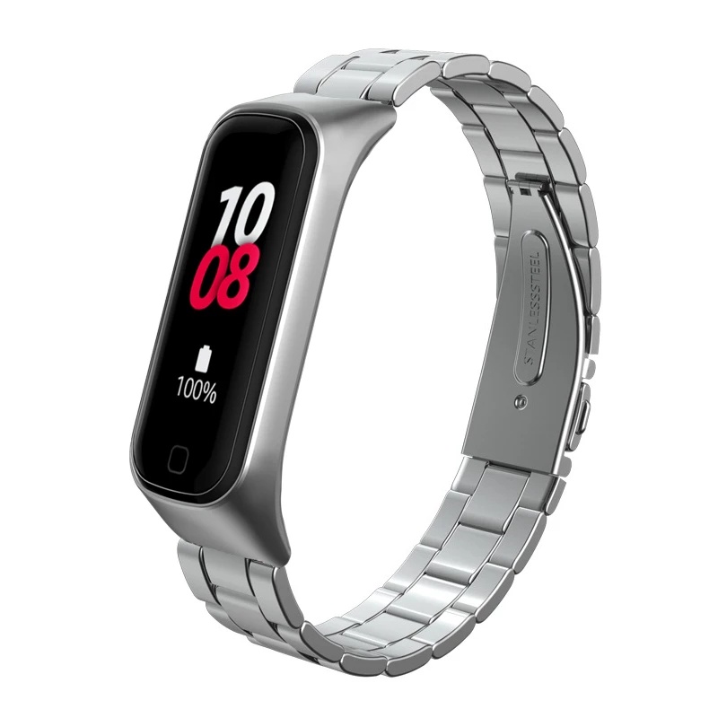 Dây Đeo Tay Ba Hạt Bằng Thép Không Gỉ Màu Đen / Bạc Cho Samsung Galaxy Fit 2 2 R220