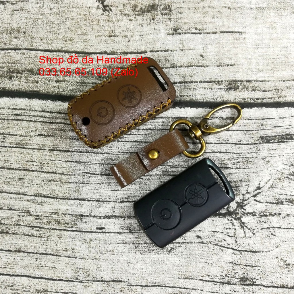 Bao Da Chìa Khóa Smartkey Yamaha NVX, Janus, Nozza Grande, FreeGo, Latte, Exciter 155 da bò, kèm móc khóa