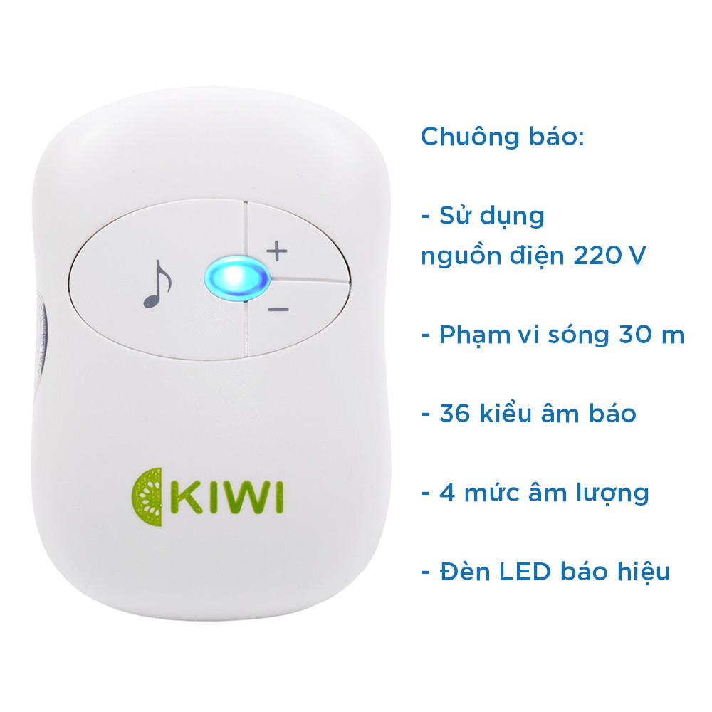Chuông cửa không dây Kiwi KW D12E CHÍNH HÃNG nút bấm chống nước, thu phát sóng 30 mét, bảo hành 1 năm