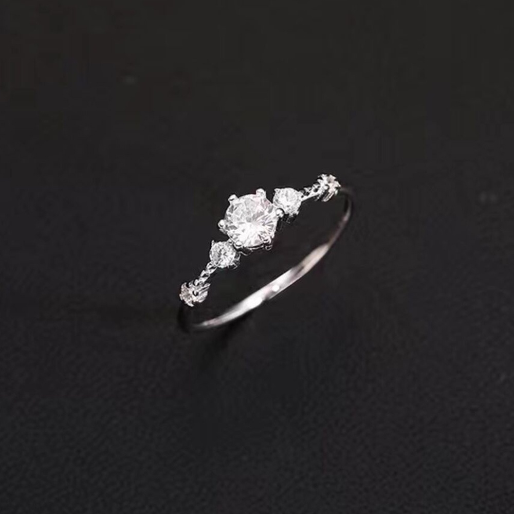Nhẫn Đính Hôn Nữ Mặt Đá Zircon Trắng Thanh Lịch Hợp Thời Trang