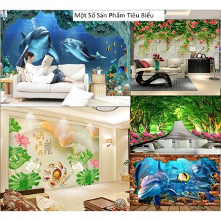 Tranh dán tường 3D Hoa Sen Đỏ MS690880