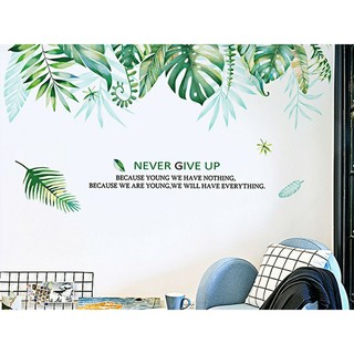 decal dán tường tán lá xanh