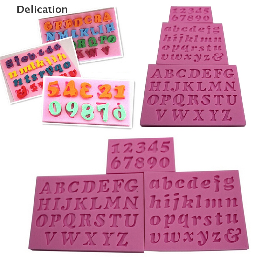 3 Khuôn silicon ELEBUY trang trí bánh fondant làm thủ công DIY hình chữ và số mini