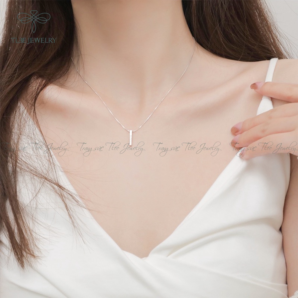 Dây chuyền bạc nữ TLEE thanh bạc nạm đá cao cấp D0104
