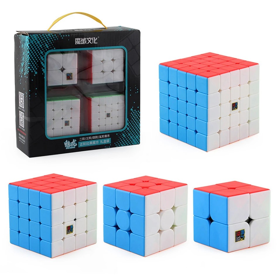 Moyu meilong Bộ 4 Khối Rubik Ma Thuật 2x2 3x3 4x4 5x5 puzzle Toys Gift box