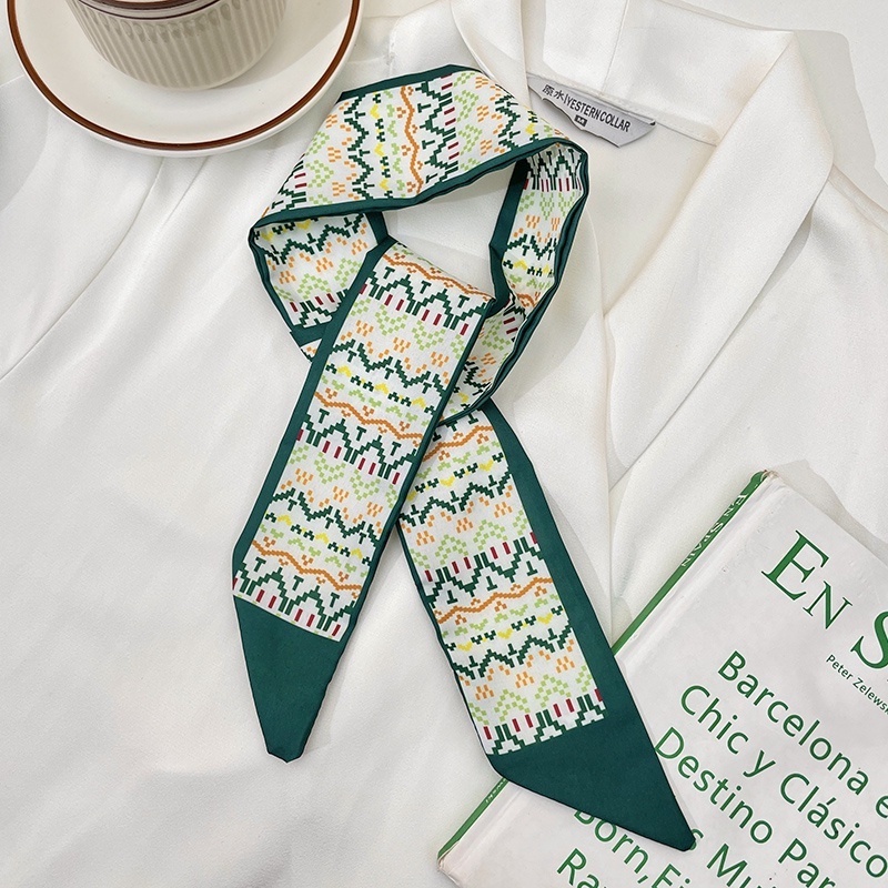 Dây Cột Tóc Ruy Băng Dài Bằng Lụa Màu Xanh Lá Thời Trang Mùa Hè Cho Nữ