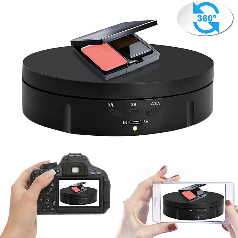 Bàn Xoay 360 Độ Kèm 6 Phông Nền PVC Màu Đen Chuyên Dụng Cho Chụp Ảnh