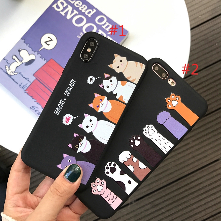 Ốp lưng điện thoại nhựa mềm iPhone 6 6S 7 8 6plus 7plus 8plus X XS SE 2020 màu đen hình dấu chân mèo | BigBuy360 - bigbuy360.vn