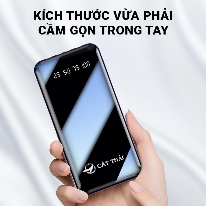 Pin sạc dự phòng Cát Thái YM-290S 20000mAh tích hợp sẵn 4 cáp sạc Micro/Type-C/Lightning/USB hỗ trợ sạc nhanh 2A