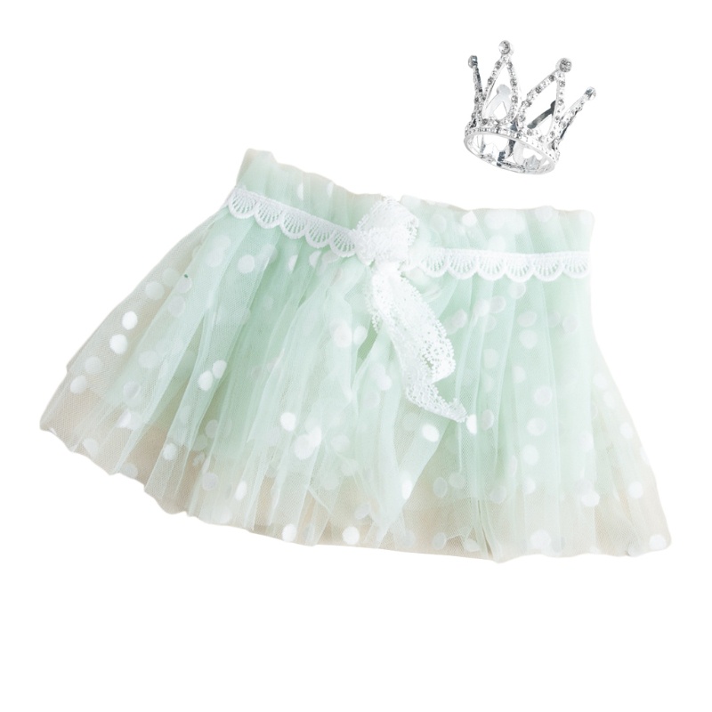 Set 2 Món Váy Ngắn + Vương Miện Đội Đầu Chụp Ảnh Cho Bé Sơ Sinh