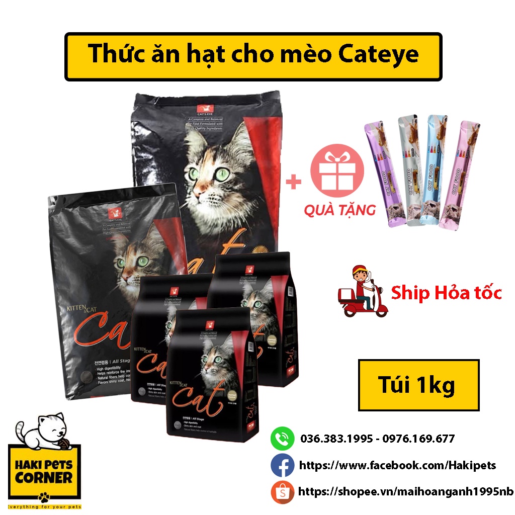 Thức ăn hạt cho mèo con, mèo lớn Cat's eye Hàn Quốc, Cateye