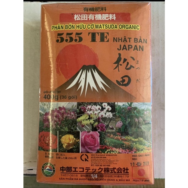Phân bón hữu cơ dạng túi MATSUDA ORGANIC 555+te Nhật Bản -36túi-400gr