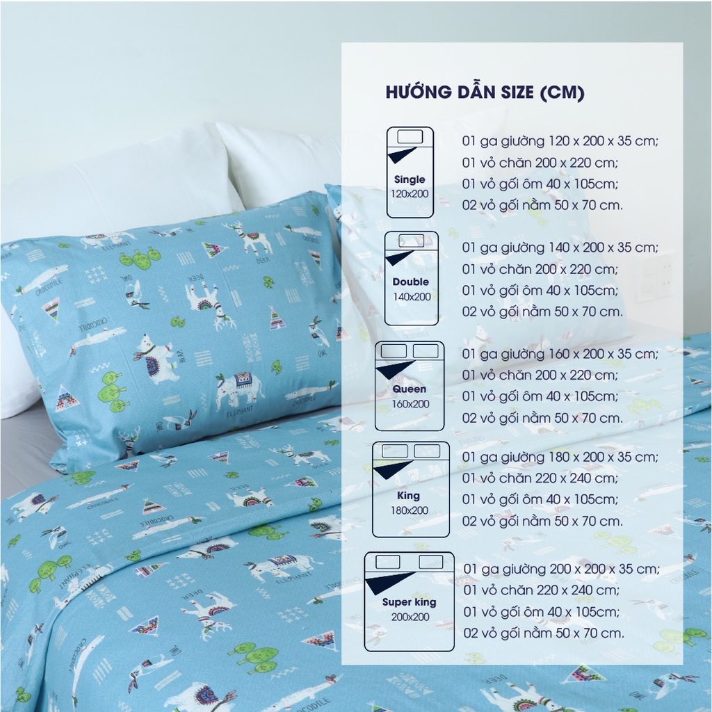 Bộ chăn ga Changmi Bedding 100% cotton lụa tự nhiên - 5 món