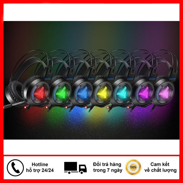 Tai Nghe Chụp Tai Nghe Gaming V2000 Phiên Bản Nâng Cấp Của Tai Nghe Gnet H3T Có Led RGB Cao Cấp, Âm Thanh Siêu Chuẩn