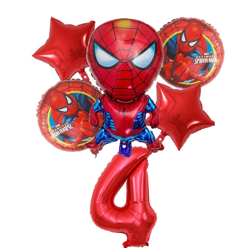 DISNEY Set 6 Bong Bóng Lá Nhôm Hình Người Nhện Kích Thước 32 Inch Trang Trí Tiệc Cho Bé