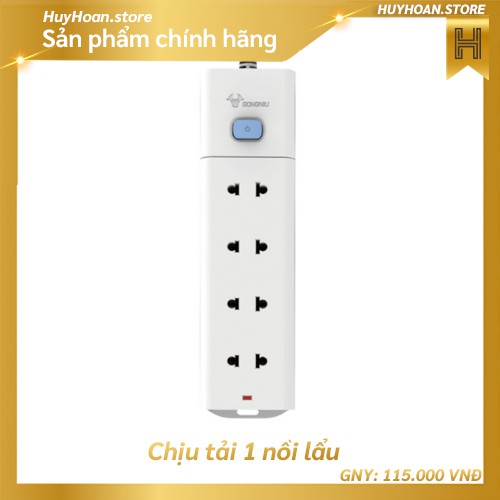 Ổ cắm điện trắng GONGNIU 4 ổ 1 công tắc - 2500W 10A - V1040 - Chính Hãng