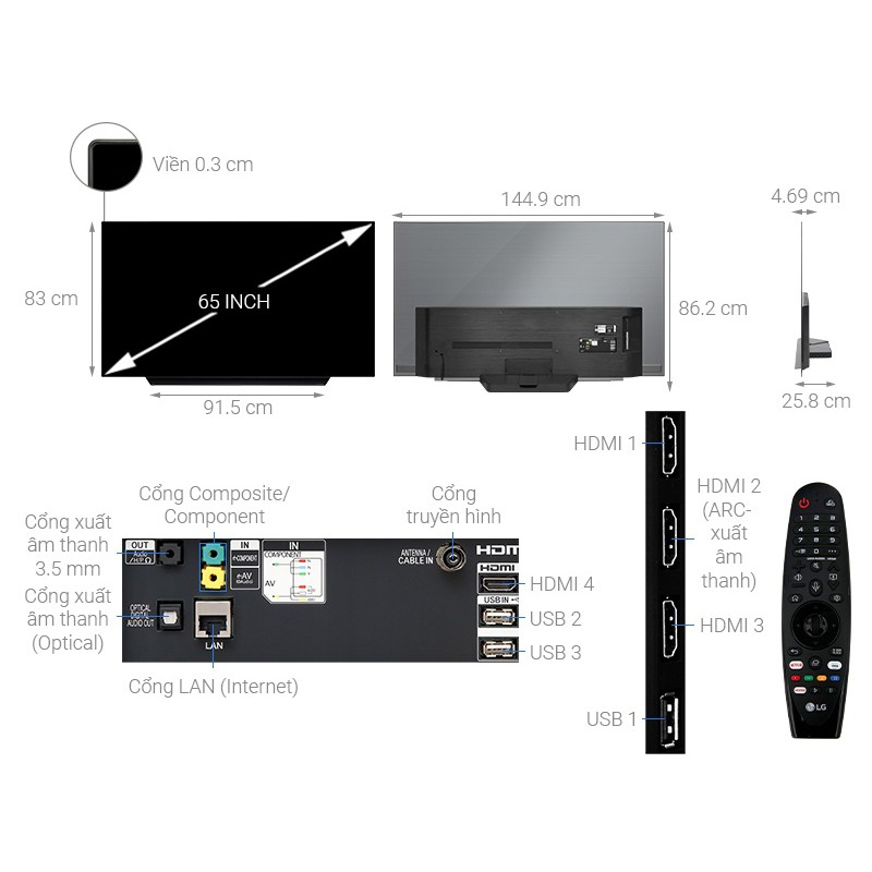 Tivi LG Oled 4K 65 inch 65C9PTA Smat UHD