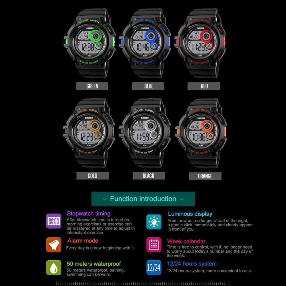 SKMEI Men Outdoor Sports Watch Dual Time Alarm Date Day Digital Watch Waterproof Stopwatch Wristwatch