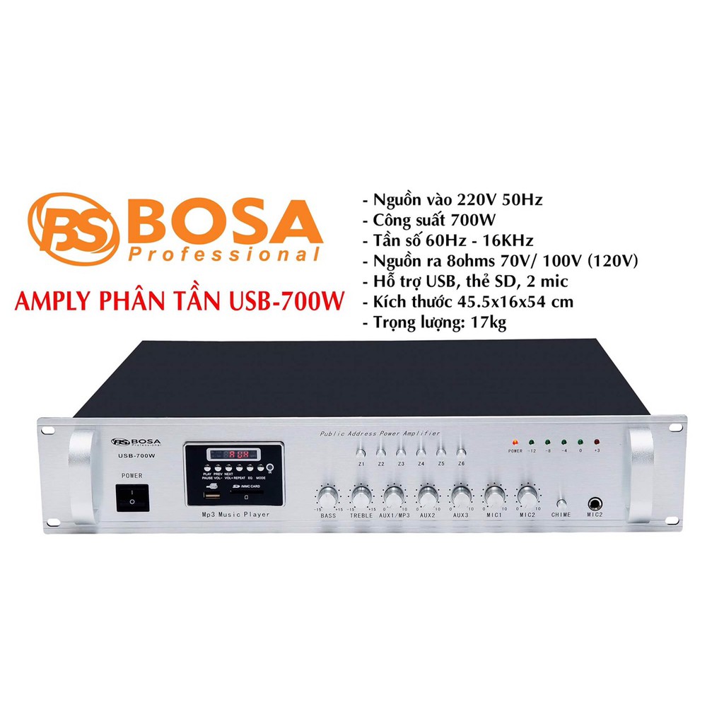 [Mã ELHACE giảm 4% đơn 300K] Amply phân tần Bosa USB-700W