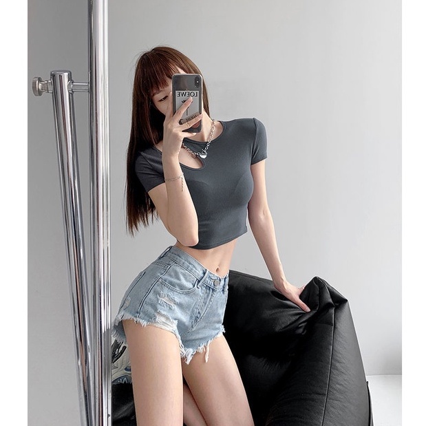 Cocory vn Quần Short Jean Rách Thời Trang Dành Cho Nữ